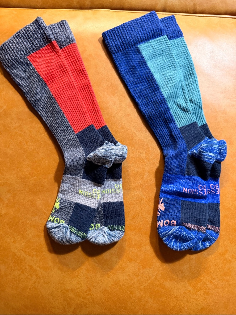 Bombas Compression Socks - Red & Teal Accents - 2 Pair
